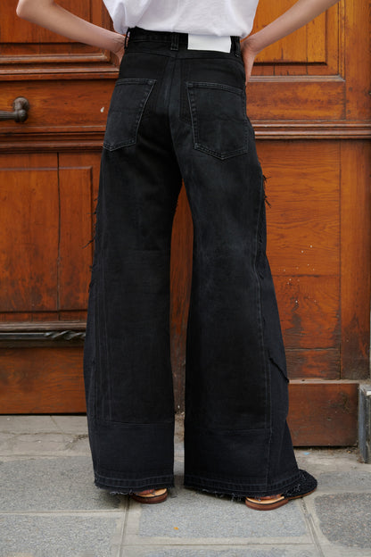 REWORKED WIDE BLACK JEANS