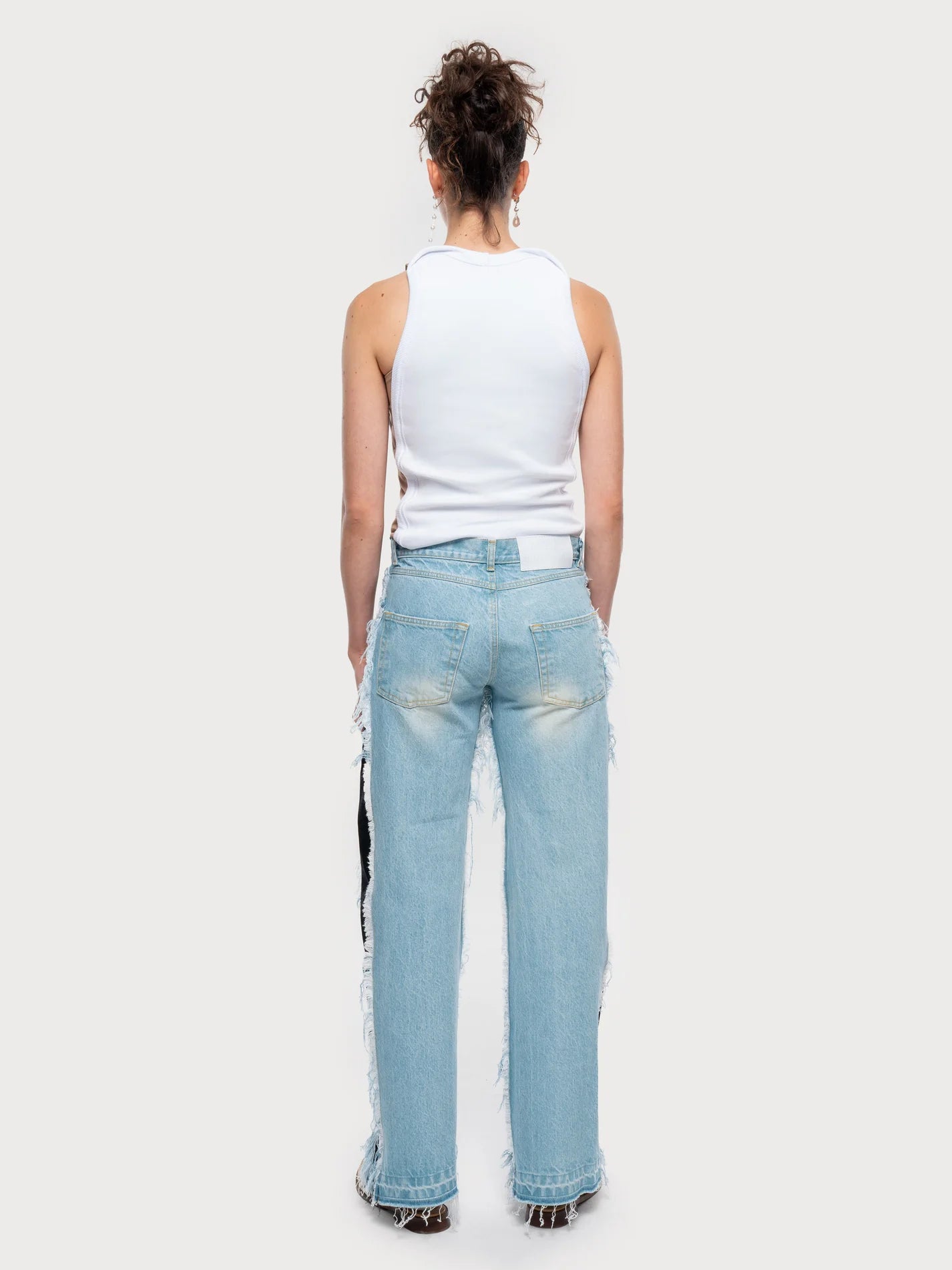 VINTAGE EFFECT JEANS WITH CONTRAST SIDE PANELS