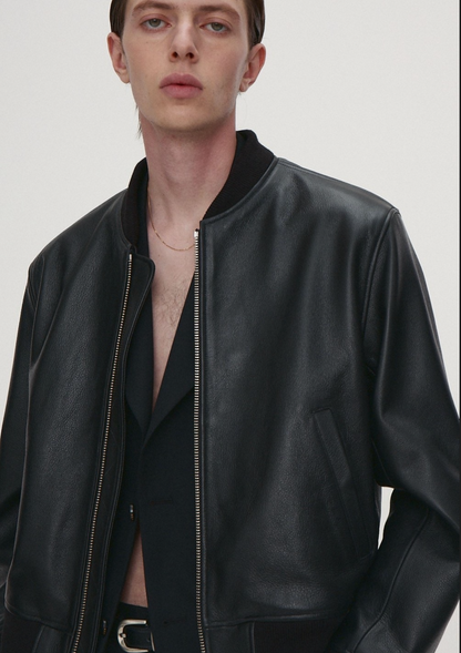 CALF LEATHER BOMBER JACKET