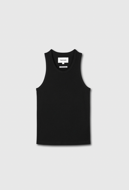 RIBBED FINE WOOL TANK BLACK