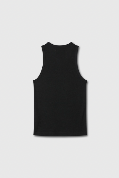 RIBBED FINE WOOL TANK BLACK