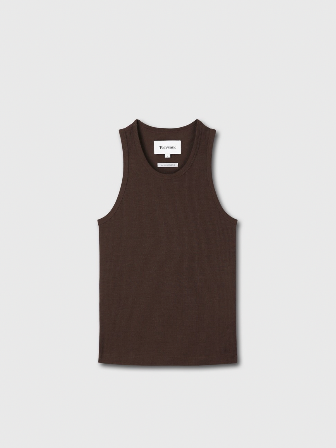 RIBBED FINE WOOL TANK DARK BROWN