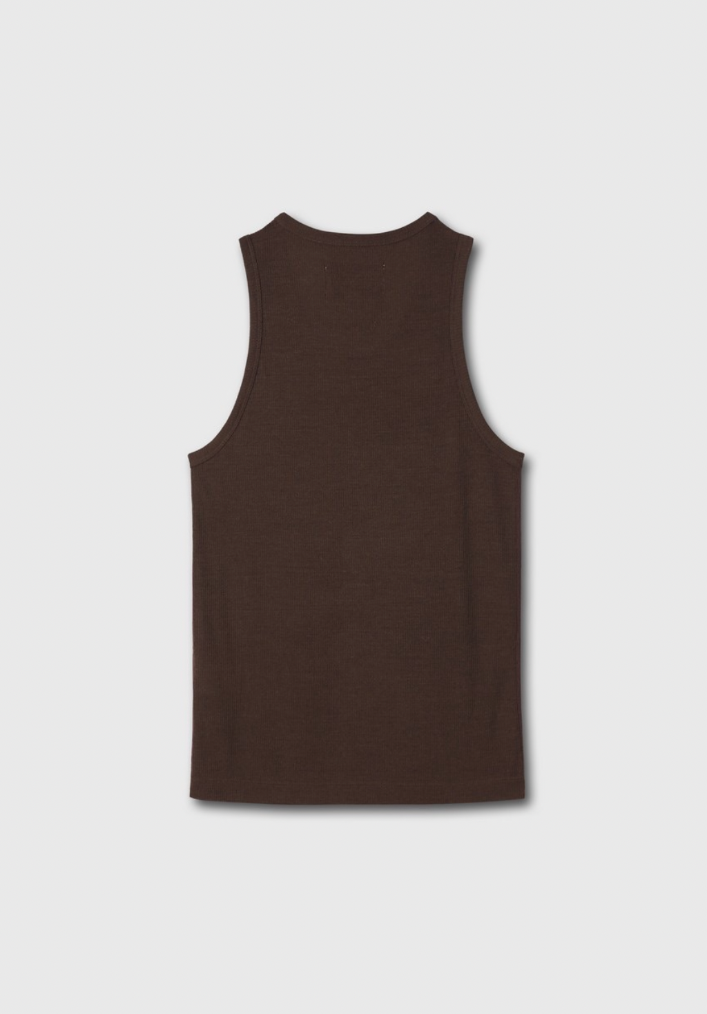 RIBBED FINE WOOL TANK DARK BROWN