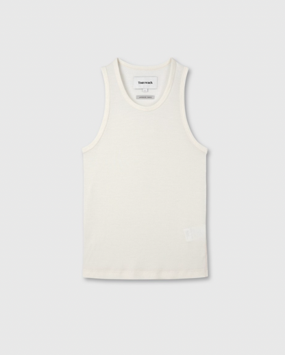 RIBBED FINE WOOL TANK ECRU