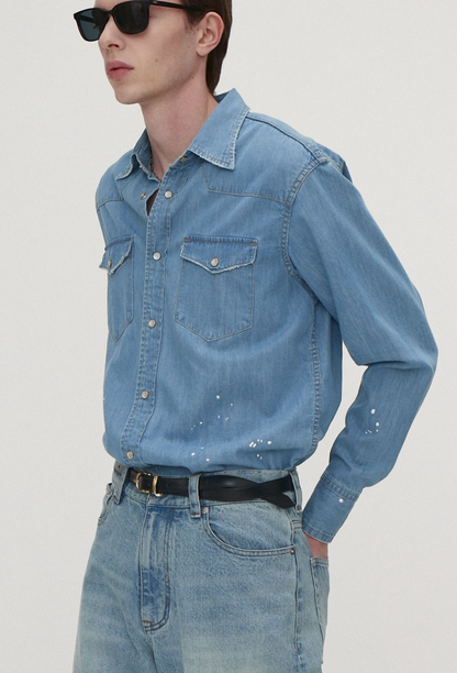 WASHED DENIM PAINTED SHIRT