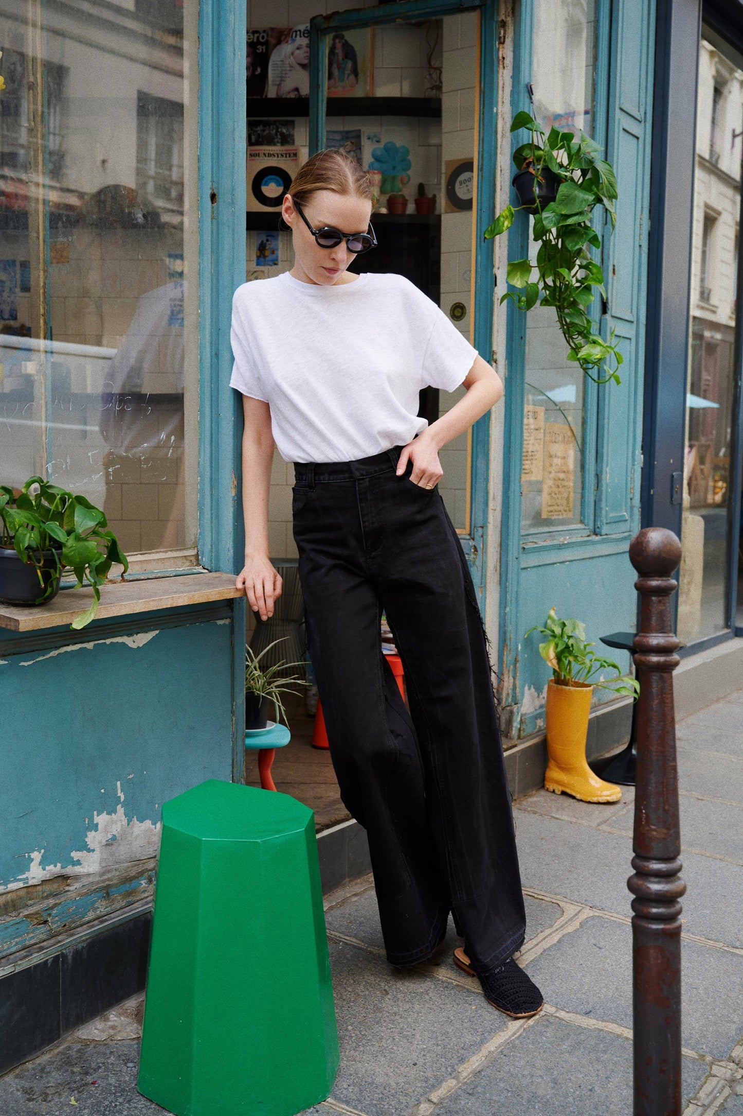 REWORKED WIDE BLACK JEANS