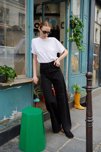 REWORKED WIDE BLACK JEANS