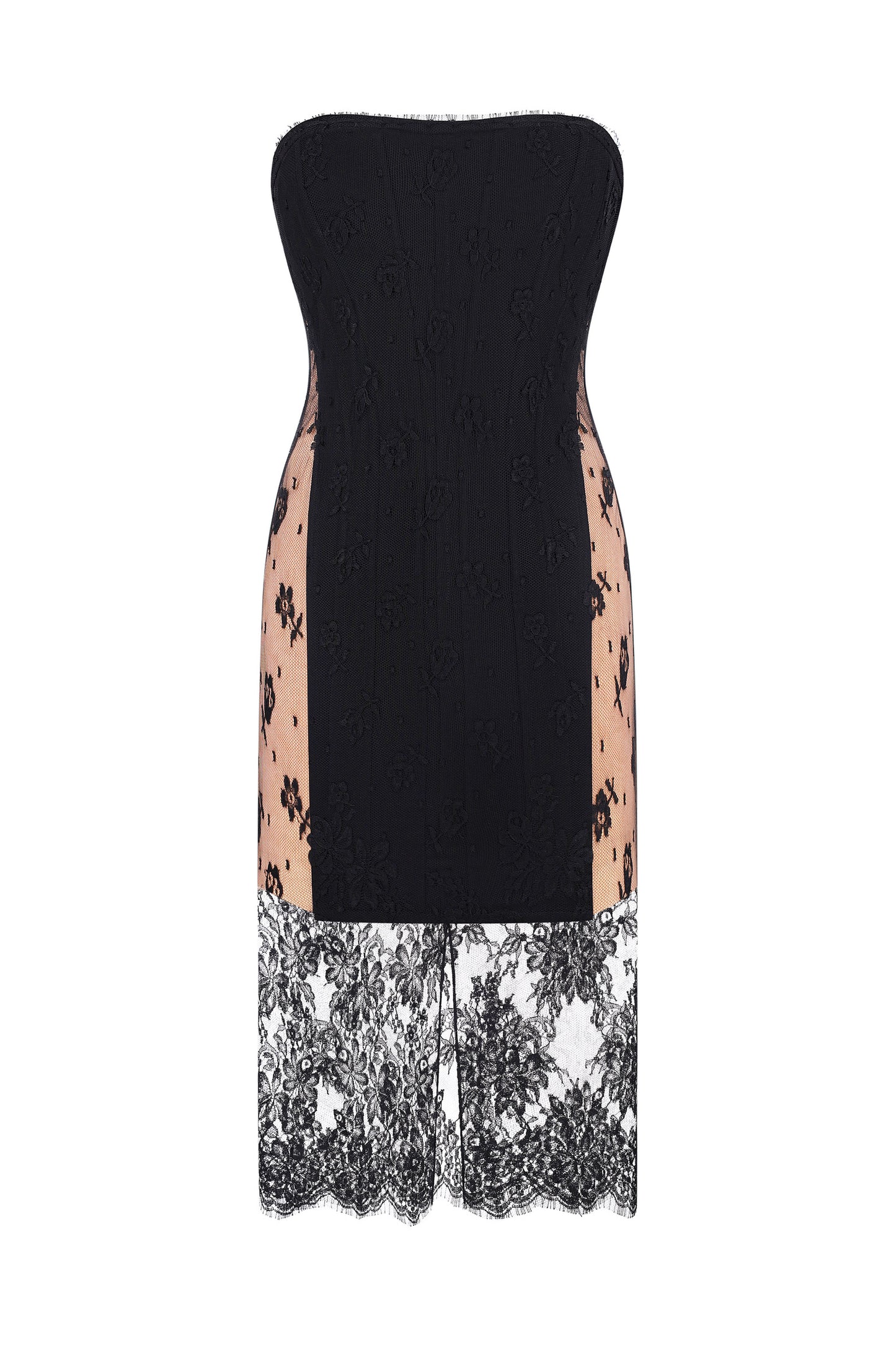 CORSET LACE DRESS. DRAMATIC BLACK