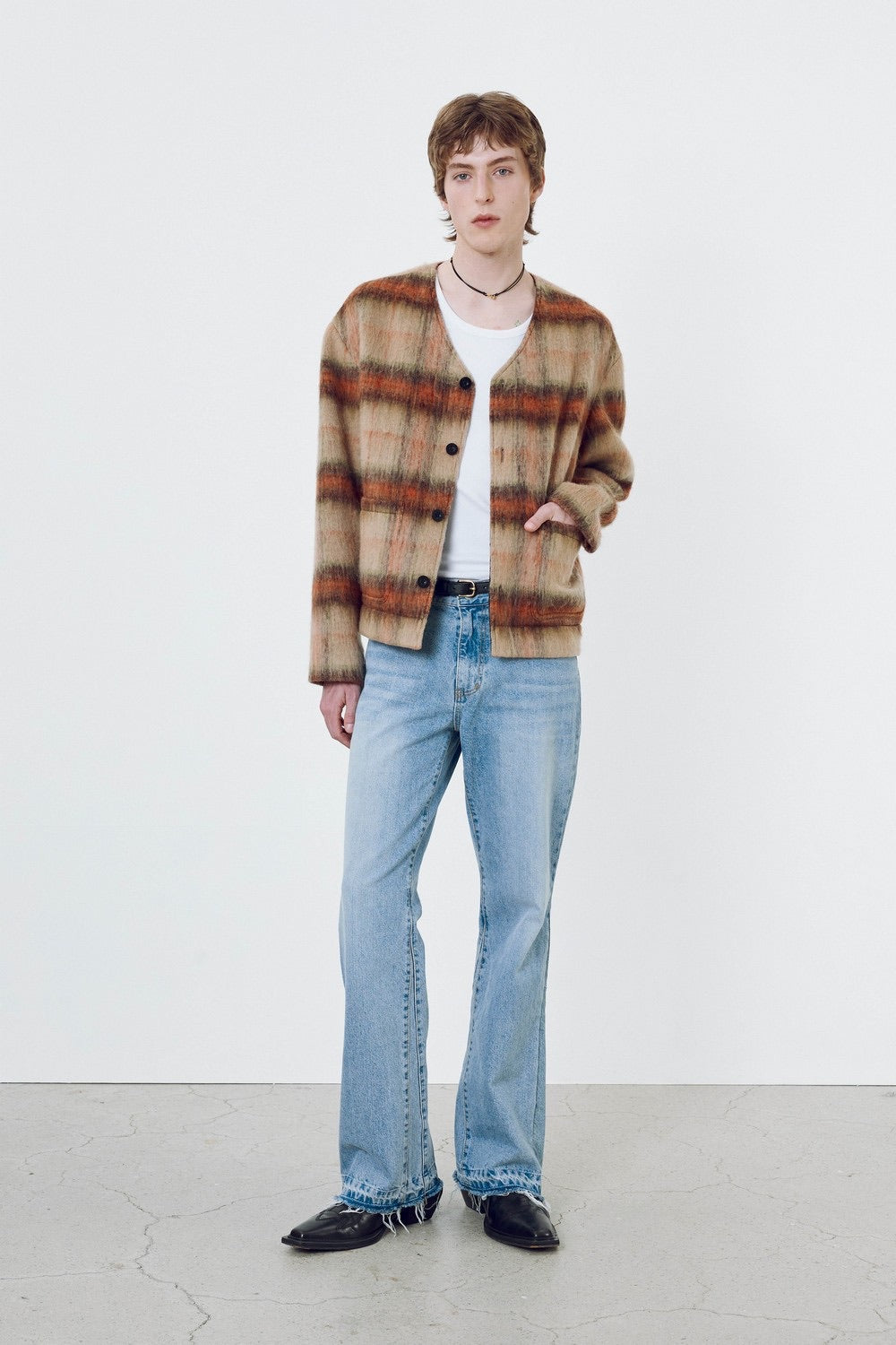 CHECK WOOL MOHAIR BLOUSON