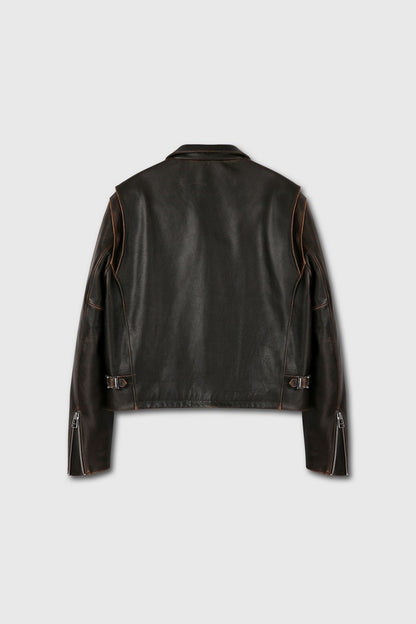 CALF LEATHER CROPPED JACKET