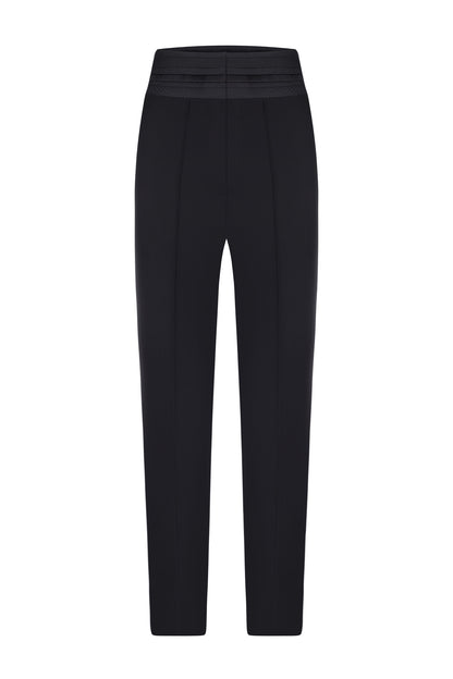 BLACK PANTS WITH SILK YOKE