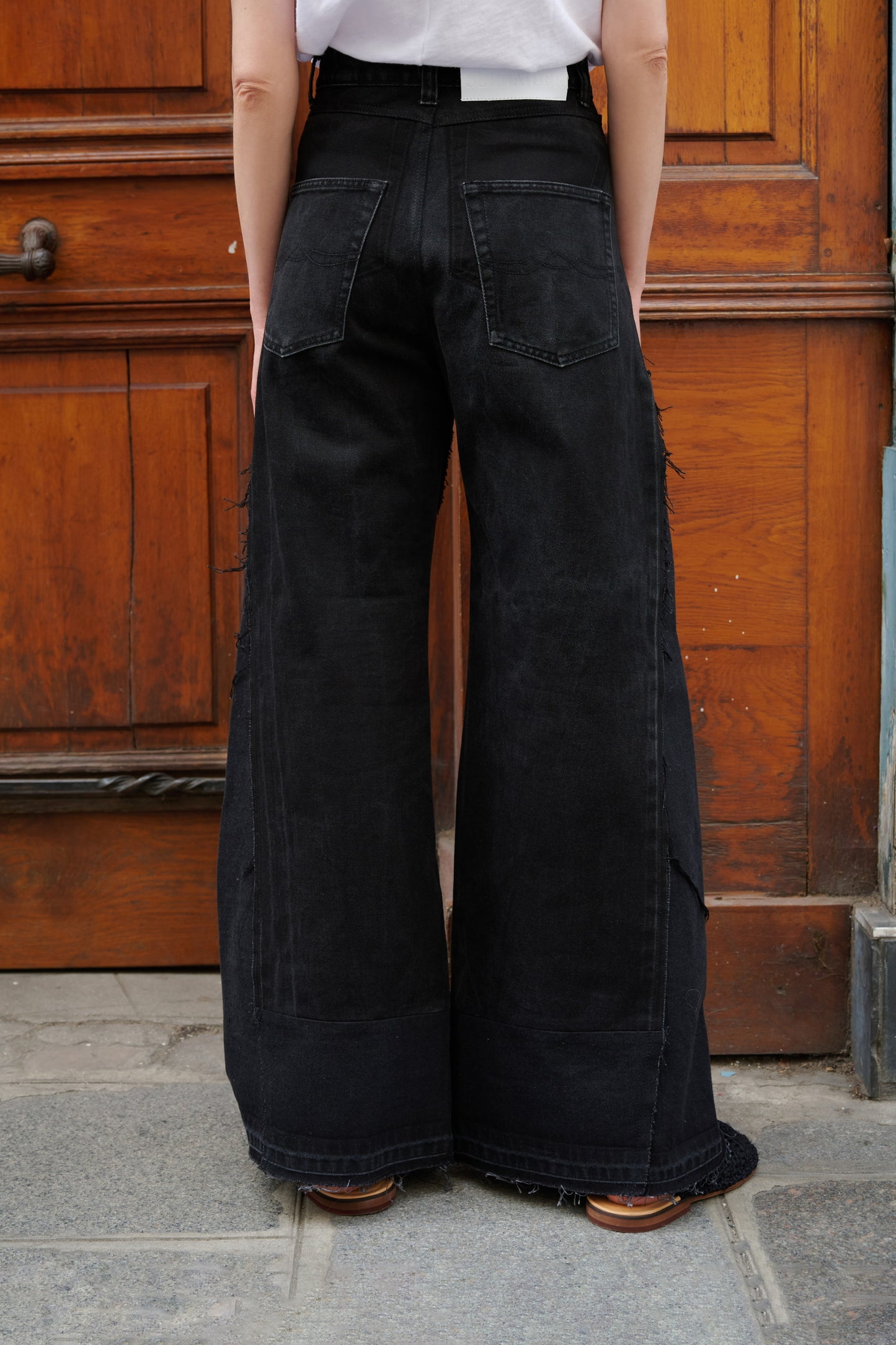 REWORKED WIDE BLACK JEANS