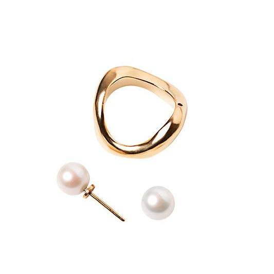 PIERCED RING WITH PEARLS
