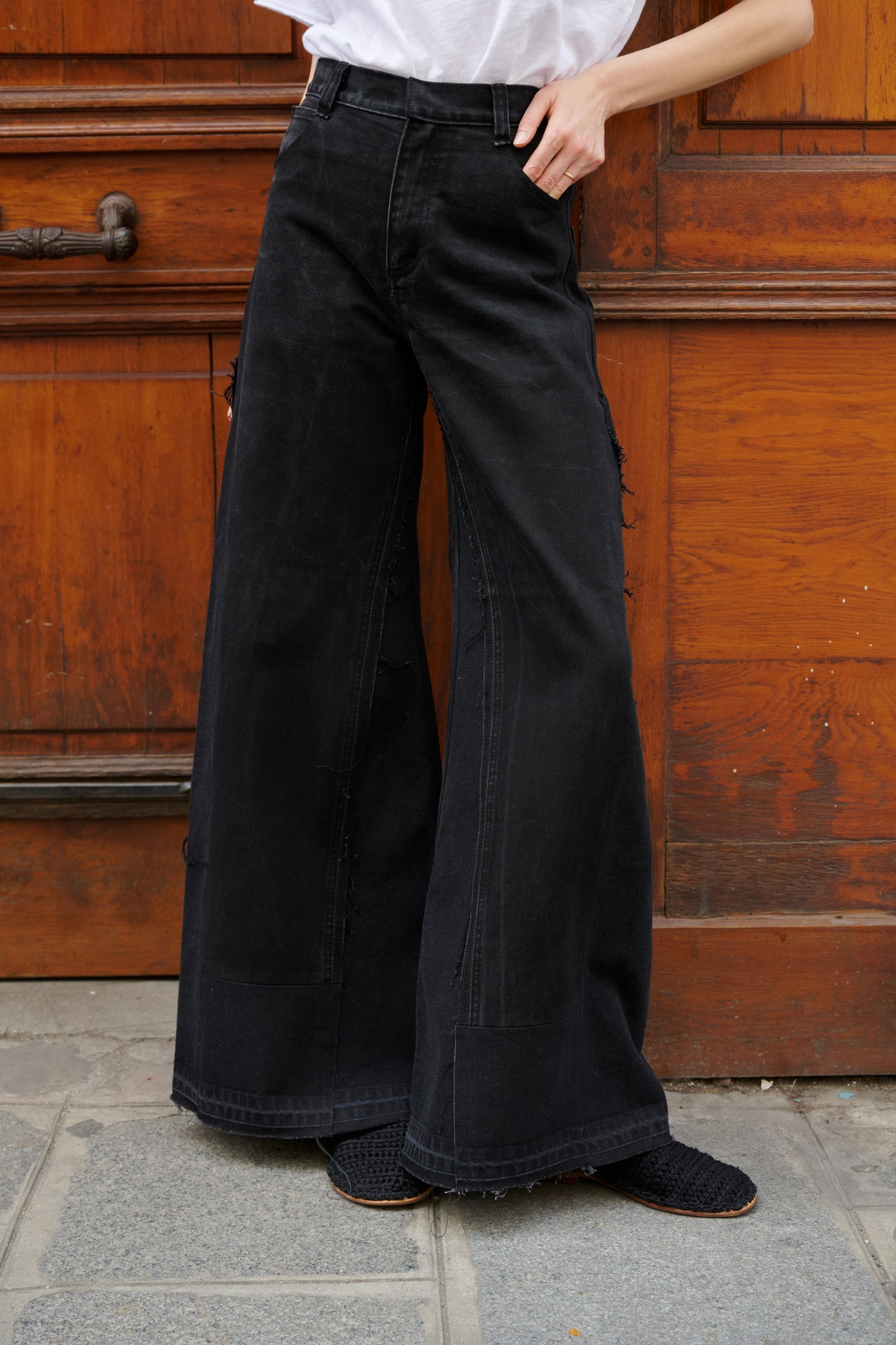 REWORKED WIDE BLACK JEANS