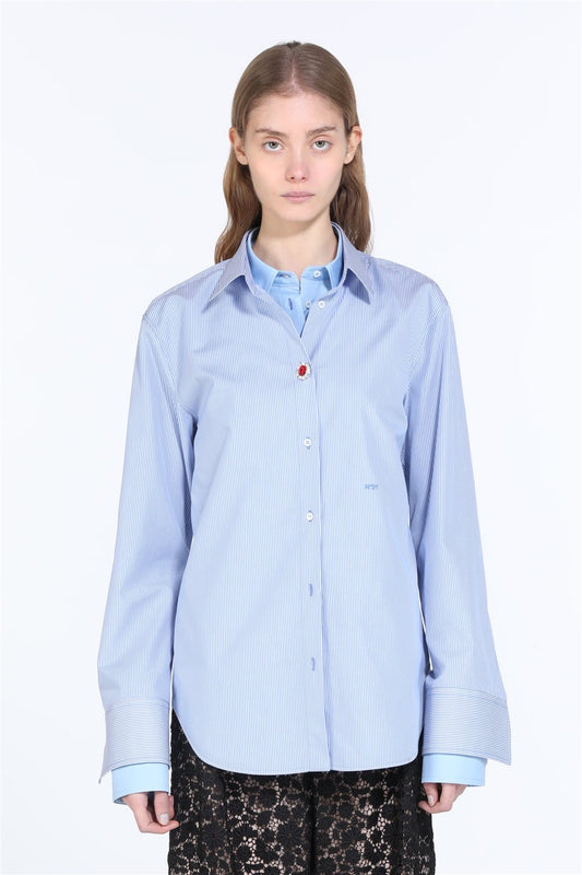 COTTON SHIRT WITH JEWELRY BUTTON