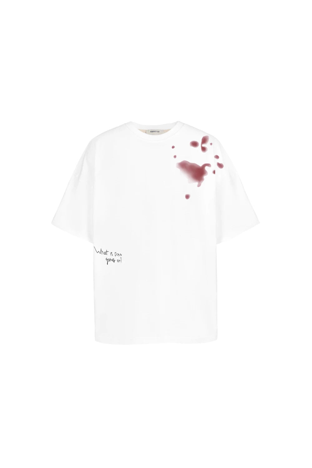 T-SHIRT WITH RED STAINS