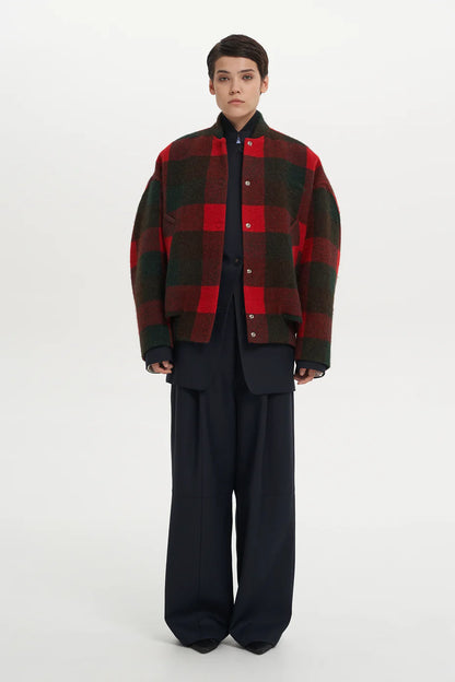 RED CHECK DILLIGAF BOMBER