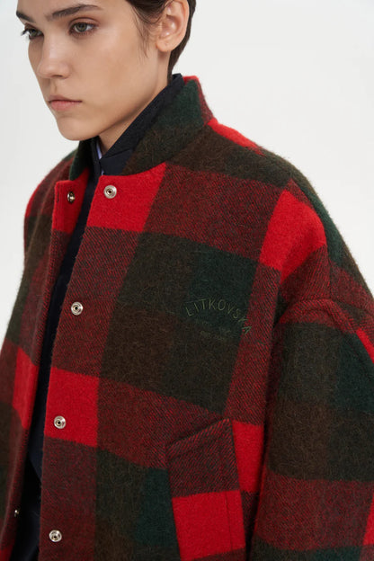 RED CHECK DILLIGAF BOMBER