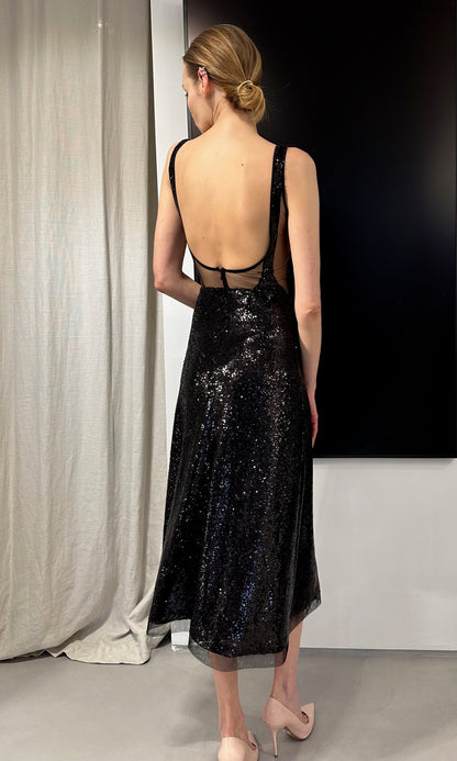 SEQUINED MID LENGHT COCKTAIL DRESS