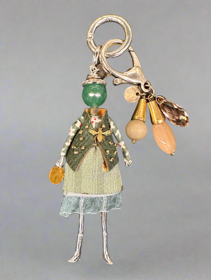 JEWELLERY BAG CHARM - A GIRL WITH GOLDEN BEE ACCENT