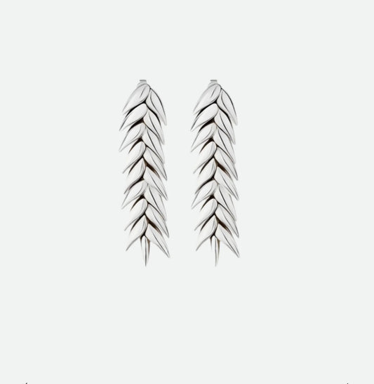 SPIKELET MEDIUM EARRINGS RHODIUM