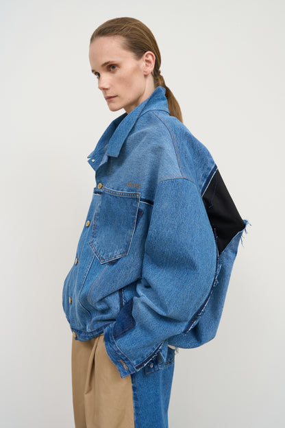 DENIM JACKET WITH COTTON BACK PANEL