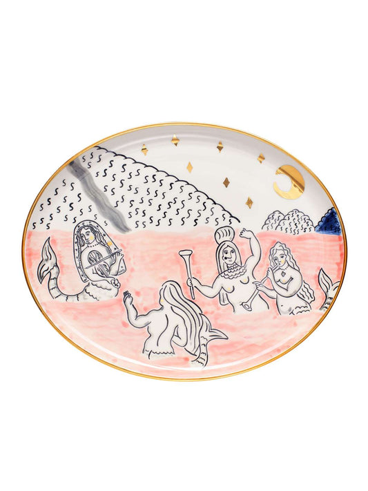 VEDMID-HORA AND MERMAIDS OVAL PLATE