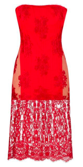 CORSET LACE DRESS DRAMATIC RED