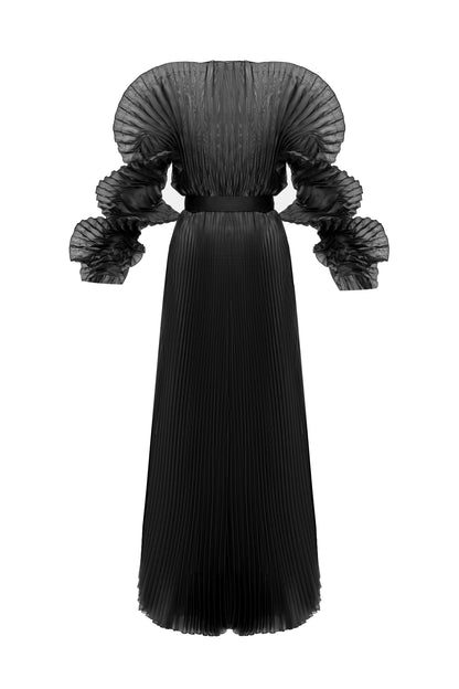 ALISHA PLEATED BLACK DRESS