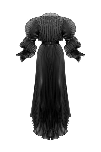 ALISHA PLEATED BLACK DRESS