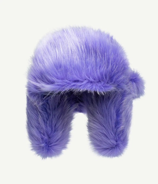 FAUX-FUR AVIATOR HAT - PURPLE