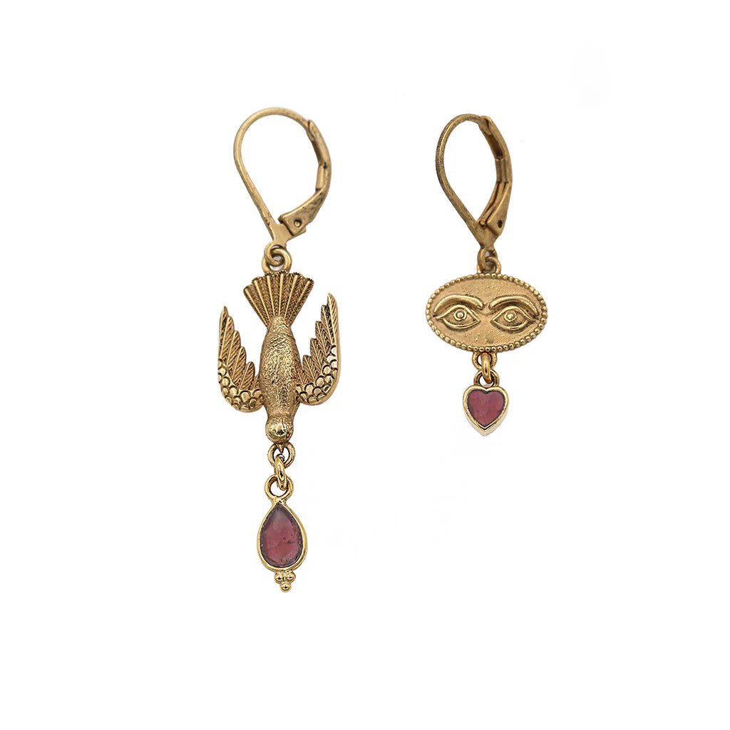 SACHA ASYMMETRICAL BIRD EYE EARRINGS