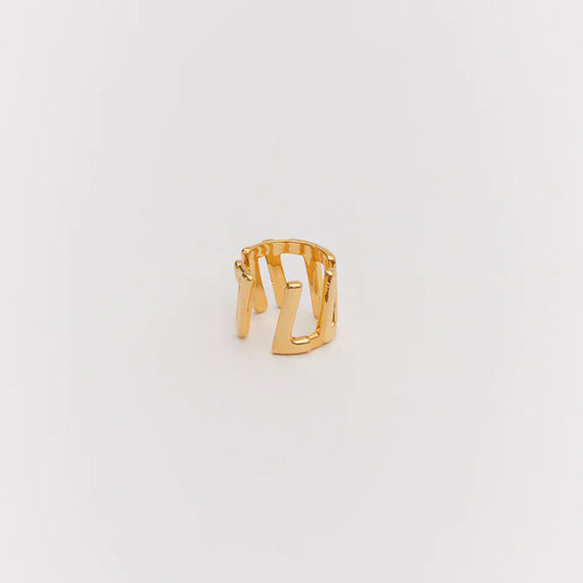 GOLD PLATED SILVER LOGO RING