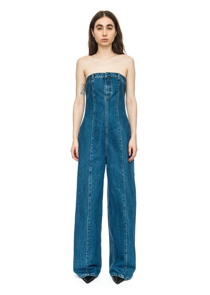 DENIM OVERALL WITH FRONT ZIP