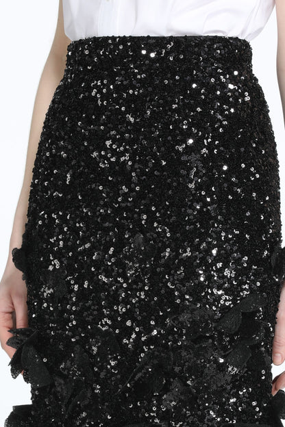 SEQUINNED MIDI SKIRT