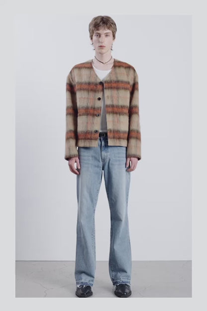 CHECK WOOL MOHAIR BLOUSON