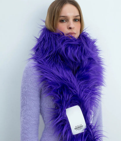 FUR LOGO-PATCH SCARF - PURPLE